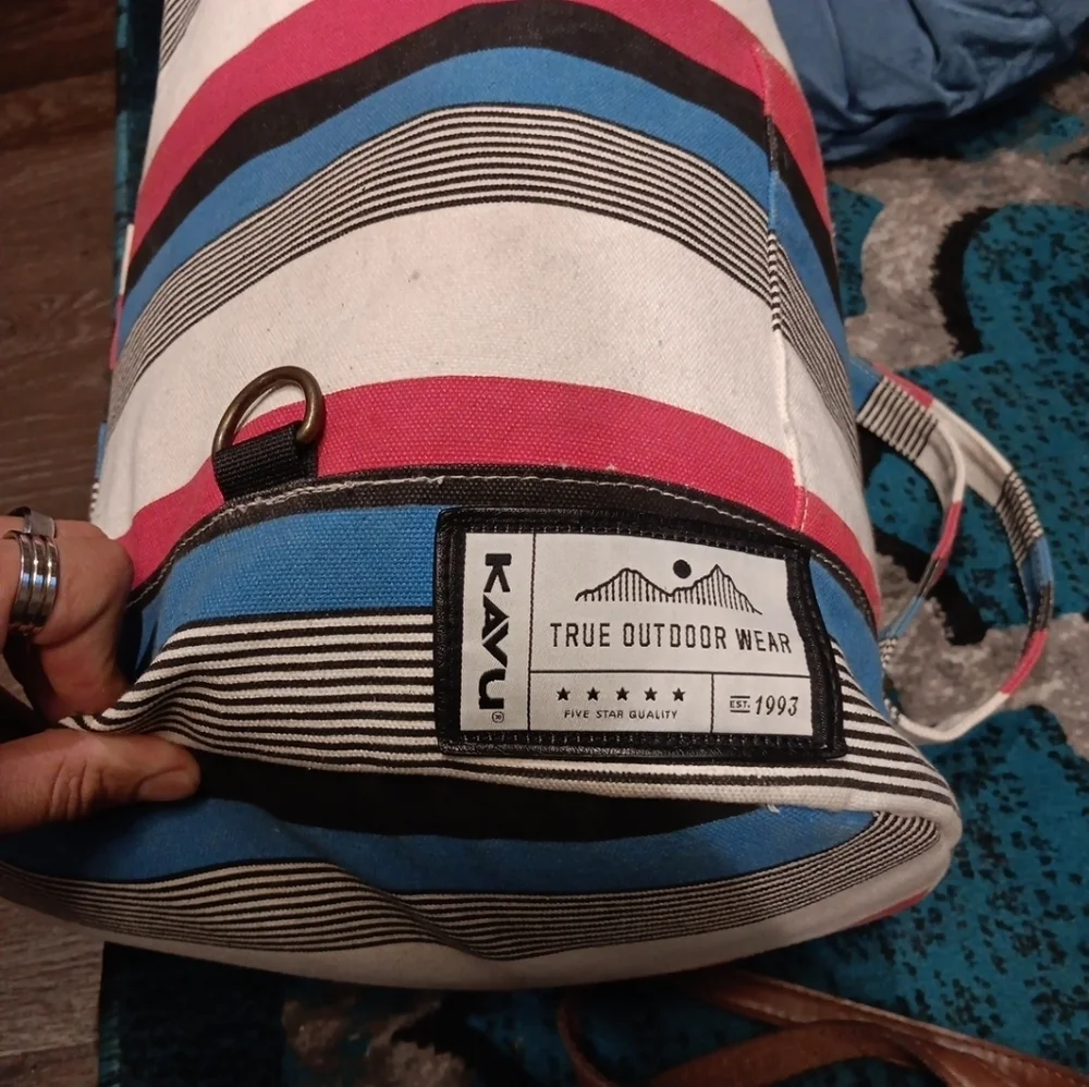 Kavu Striped Backpack - Red, Blue, Black